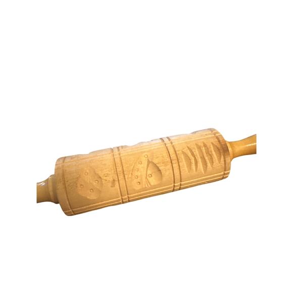 Vintage Springerle Wooden Rolling Pin Cookie Stamp Press Mold Scandinavian - Picture 4 of 6